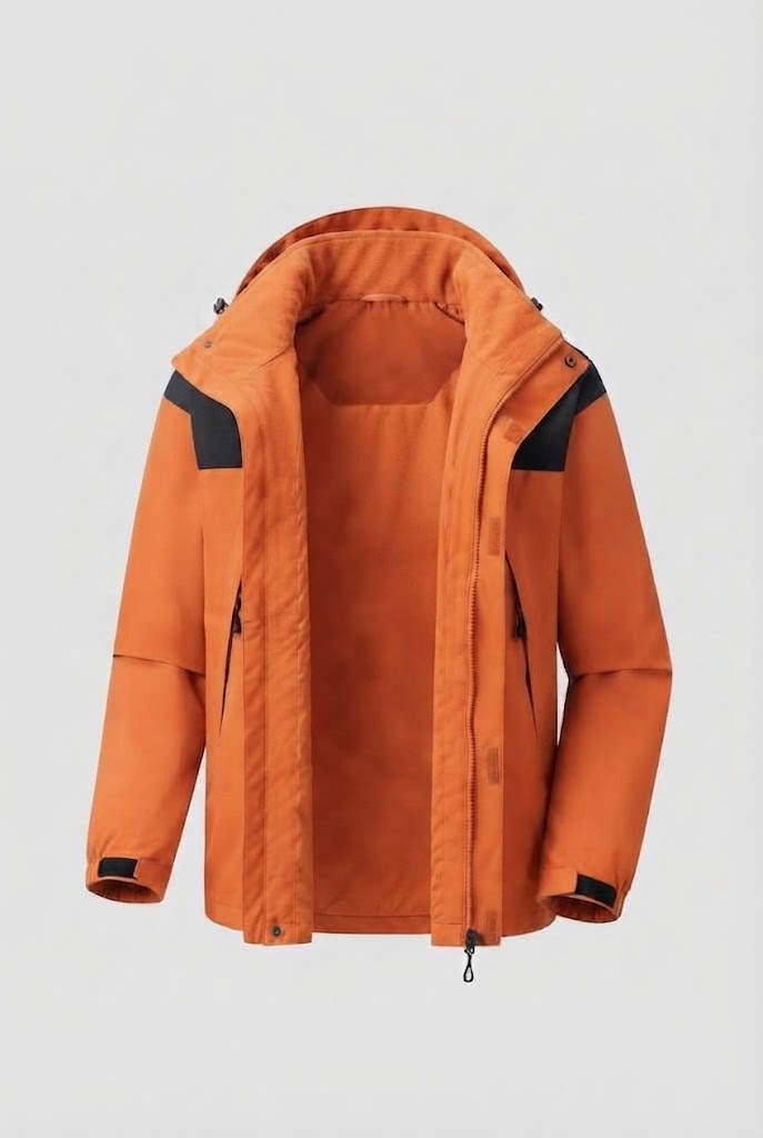 Men's two-layer softshell outdoor jacket with removable fleece inner jacket and hood Fashion Glam