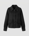 Ladies Boxy short coat made of wool blend with toggle fastenings and patch pockets Fashion Glam