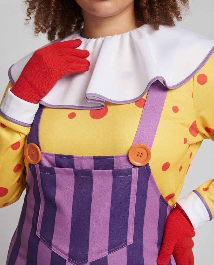 Ladies Clown Costume with elastic suspenders and detachable collar Fashion Glam