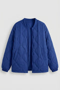 Women's lightweight quilted short jacket with cloud quilt and snap button placket