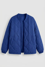 Women's lightweight quilted short jacket with cloud quilt and snap button placket