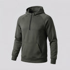 Men's half-zip hoodie with kangaroo pocket and contrasting back section Fashion Glam