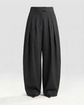 Women's Wide Cut, Pleated High Waist Suit Trousers Made of Wool Blend Fashion Glam