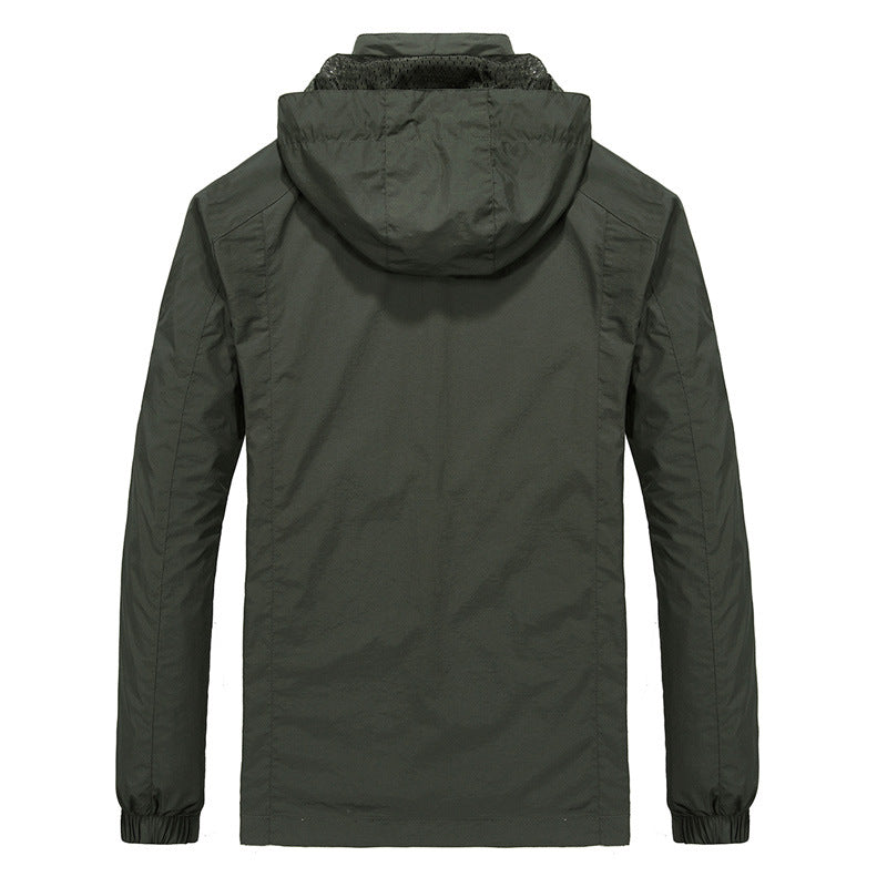 Men's Breathable Softshell Hybrid Jacket with Hood, Micro Fleece Lining and Zipper Chest Pocket Fashion Glam