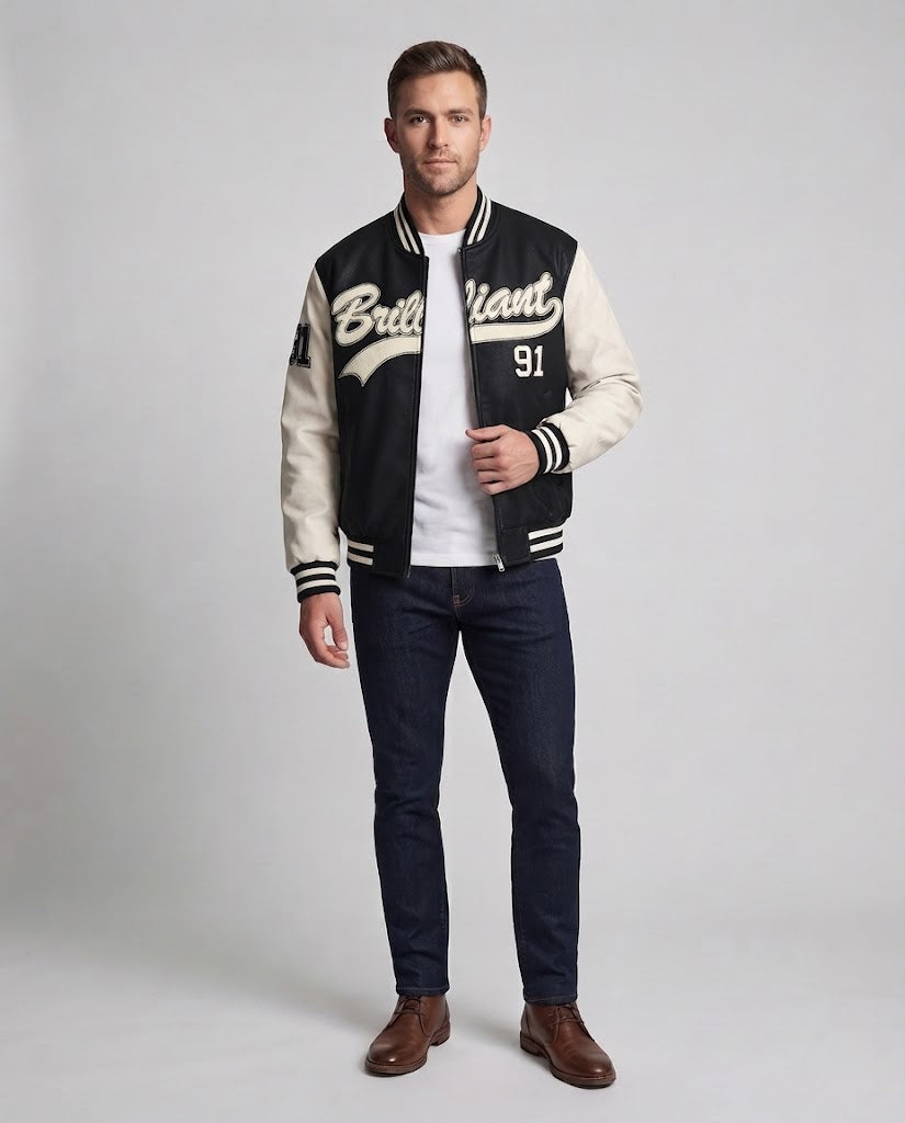 Men's Elegant Bomber Jacket with Embroidered Design Fashion Glam