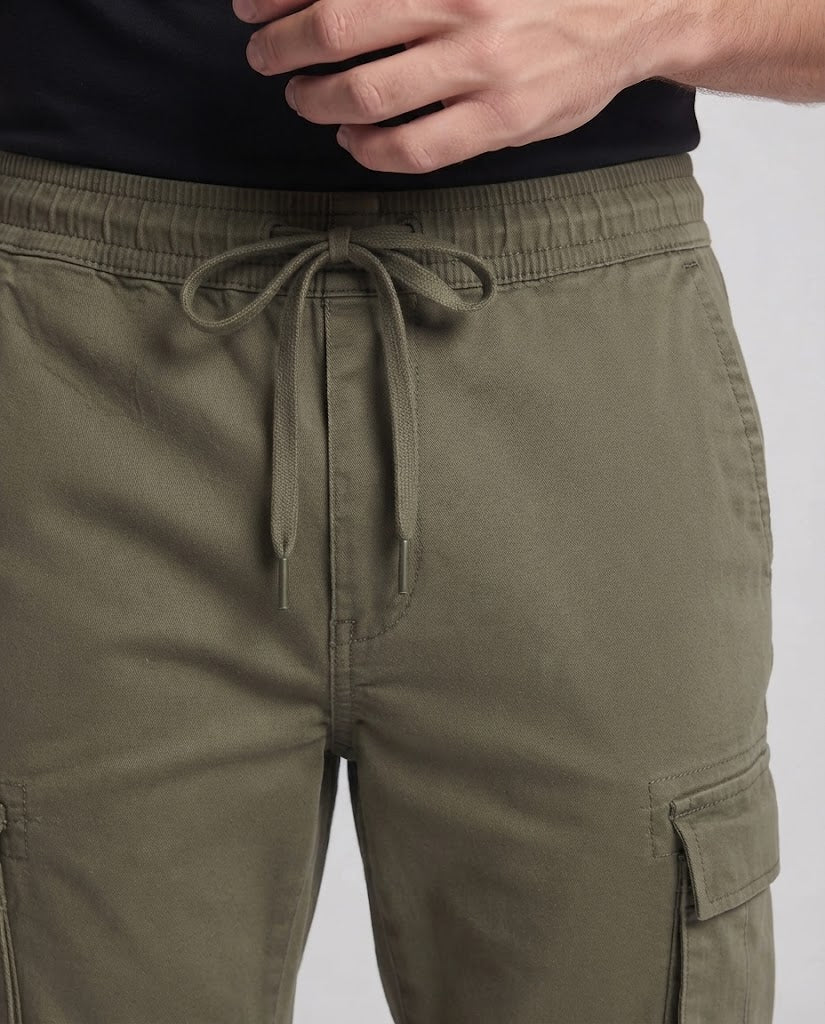 Men's cargo pants with elastic waistband and side pockets Fashion Glam