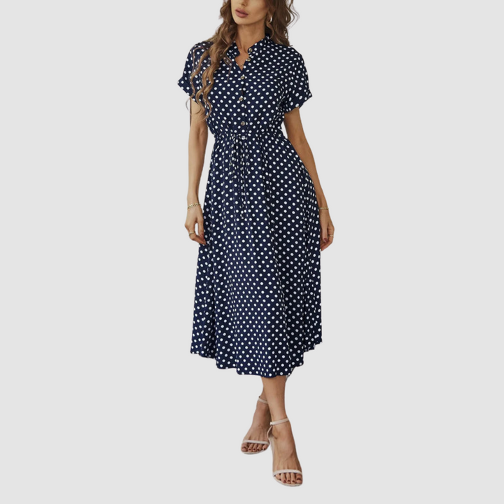 Kristen™ Elegant Polka Dot Midi Dress