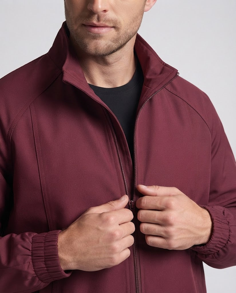 Men's Oversized Field Jacket with Stand-Up Collar, Full Zip and Elastic Hem Fashion Glam