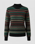 Women's jacquard fine-knit sweater with a short stand-up collar, boxy silhouette, and multistripe design Fashion Glam