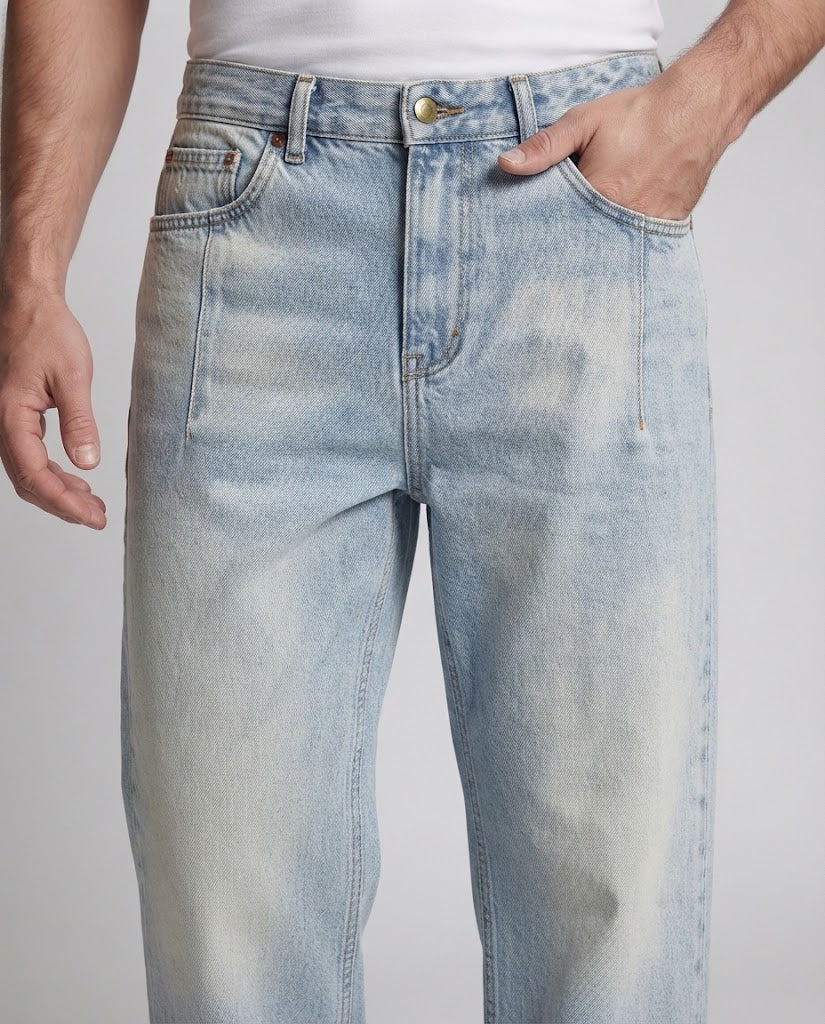 Men's Floor-Length Baggy Palazzo Denim with Low Waist Fit and Wide Hem Fashion Glam