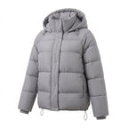 Women's padded oversized quilted jacket with high stand-up collar and adjustable drawstring