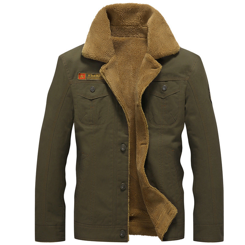Men's canvas trucker jacket with sherpa lining and utility pockets Fashion Glam