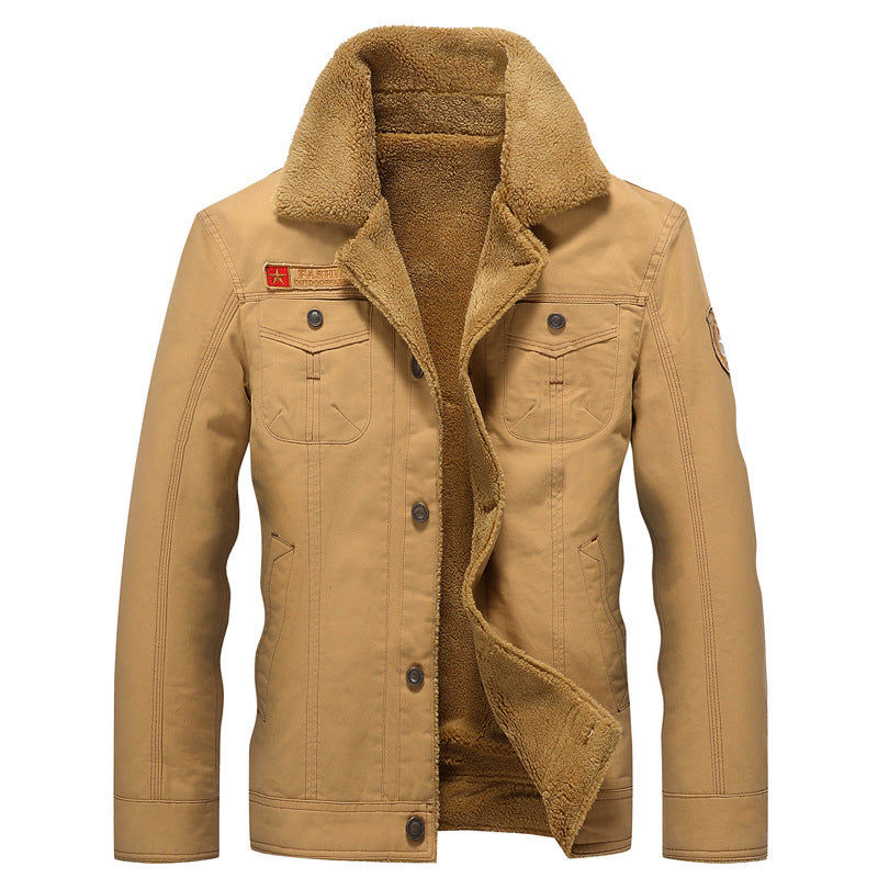 Men's canvas trucker jacket with sherpa lining and utility pockets Fashion Glam