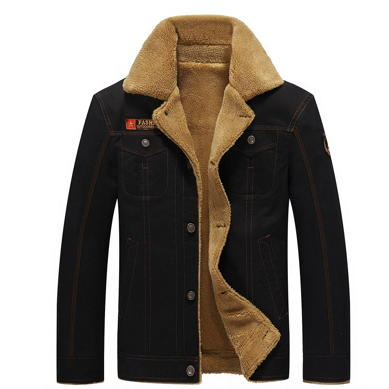 Men's canvas trucker jacket with sherpa lining and utility pockets Fashion Glam