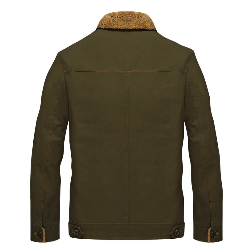 Men's canvas trucker jacket with sherpa lining and utility pockets Fashion Glam