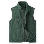 Men's Multifunctional Outdoor Vest with Mesh Lining, High Collar and Zip Pockets