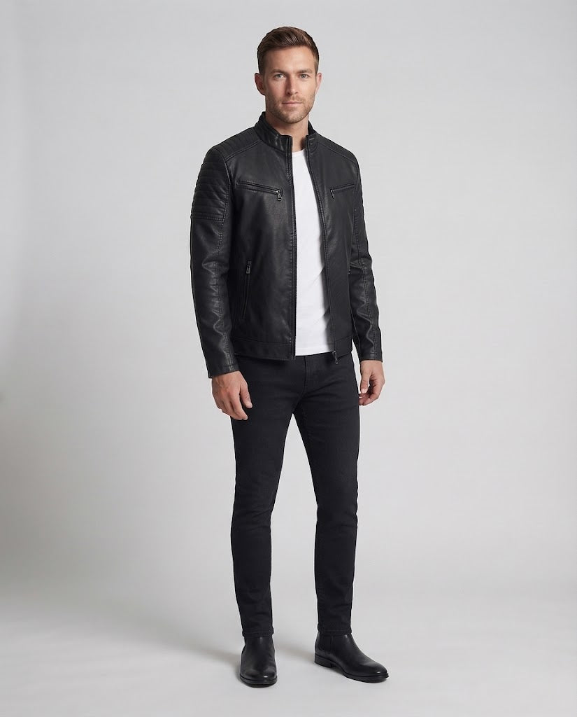 Men's fashionable biker jacket with quilted details Fashion Glam