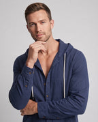 Herren Leichtes Kapuzenhemd-Jacke aus Leinenoptik mit Knopfleiste und Kängurutasche Fashion Glam