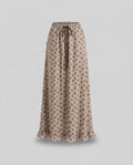 Ladies Patterned Maxi Knit Skirt with Drawstring and Ruffled Hem Fashion Glam