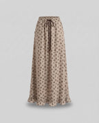 Ladies Patterned Maxi Knit Skirt with Drawstring and Ruffled Hem Fashion Glam