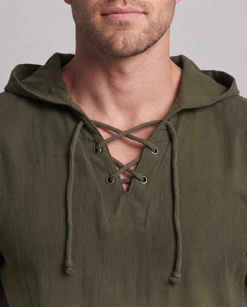 Men's casual shirt with hood and lacing Fashion Glam