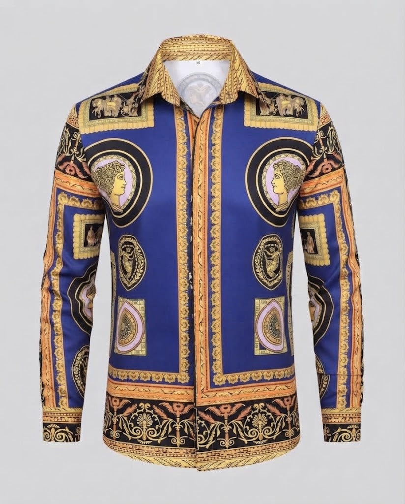 Men's fashionable shirt with artistic print and elegant details Fashion Glam