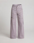 Women Wide Cut Utilitarian Pants with Decorative Stitch Panels and Cargo Pockets Fashion Glam