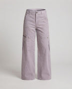 Women Wide Cut Utilitarian Pants with Decorative Stitch Panels and Cargo Pockets Fashion Glam