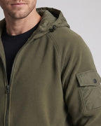 Men's Hooded Fleece Jacket with Quilted Hood and Utility Arm Pocket Fashion Glam