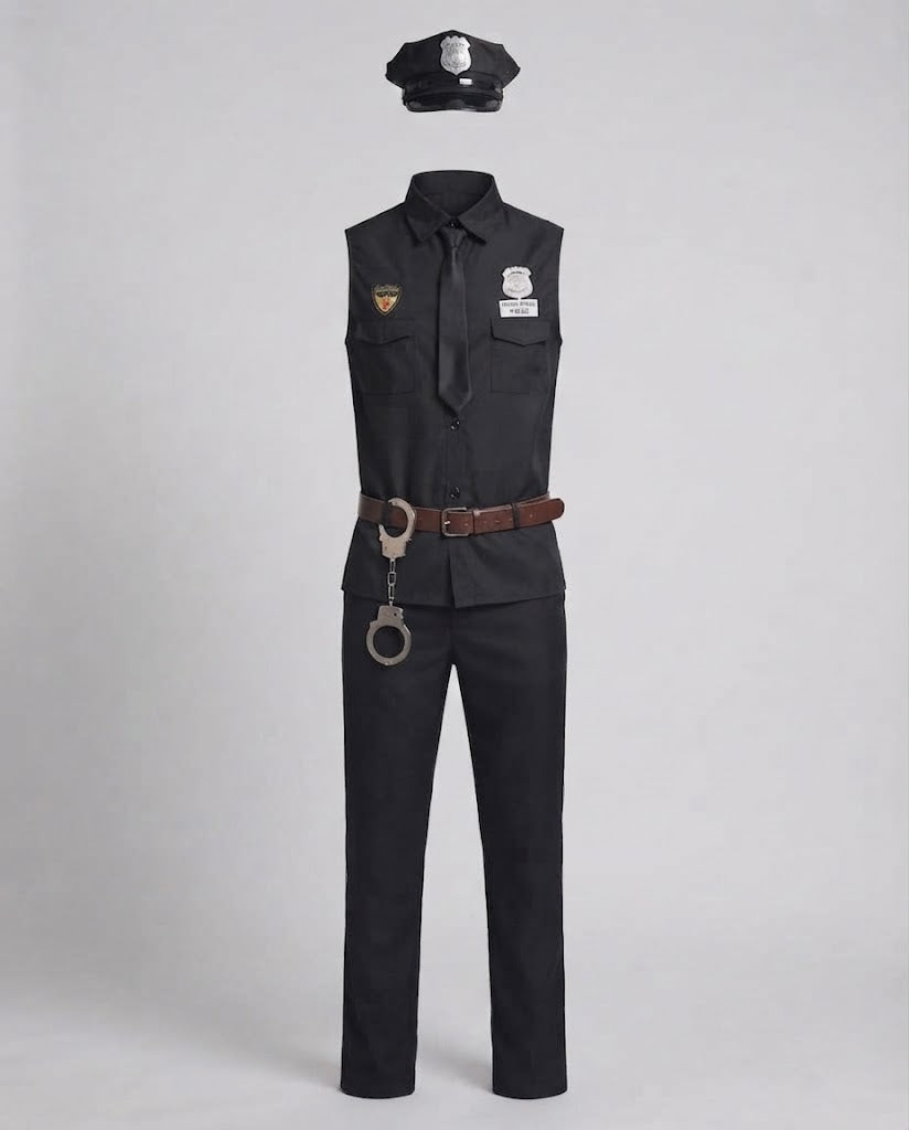 Men's Police Costume with Sleeveless Top and Accessories Fashion Glam