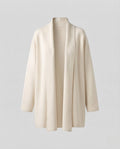 Women's Collarless Tailored Knit Coat with Tie Belt Fashion Glam