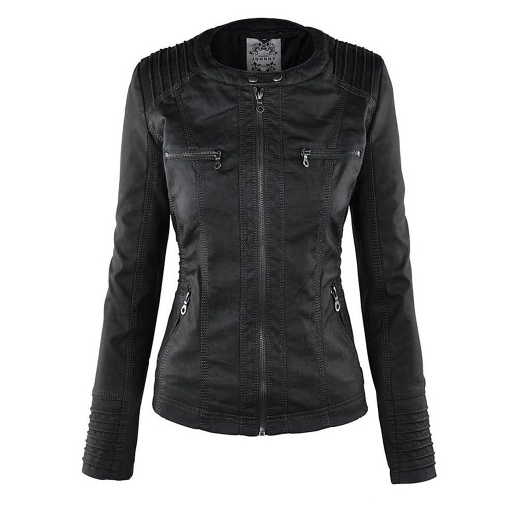Fashion Glam | Women's Leather Jacket with Hood
