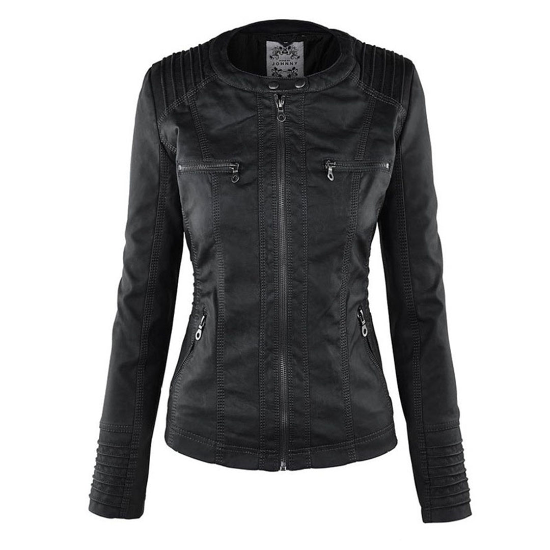 Fashion Glam | Women's Leather Jacket with Hood
