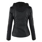 Fashion Glam | Women's Leather Jacket with Hood