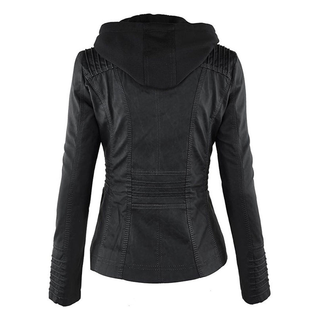 Fashion Glam | Women's Leather Jacket with Hood