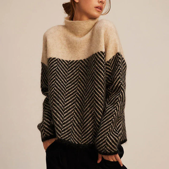 ADELAIDE– MODERN PATTERNED TURTLENECK SWEATER