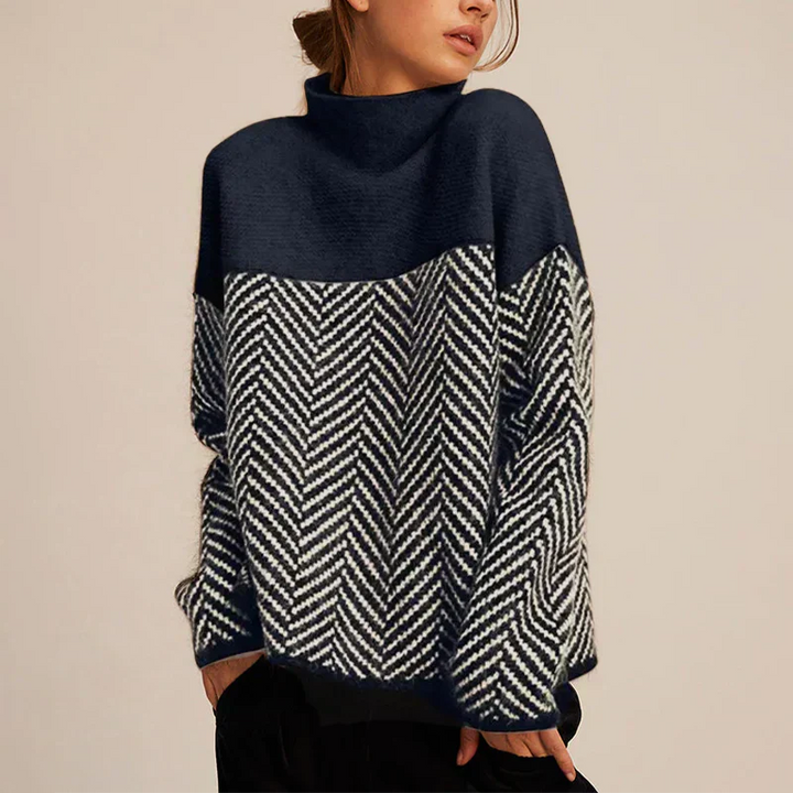 ADELAIDE– MODERN PATTERNED TURTLENECK SWEATER