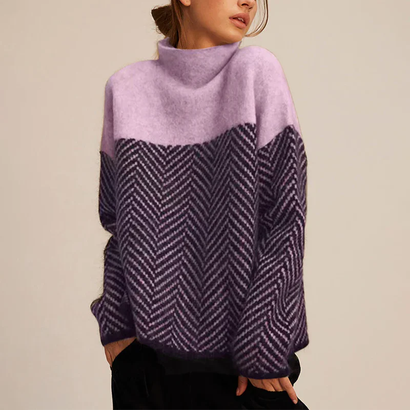 ADELAIDE– MODERN PATTERNED TURTLENECK SWEATER