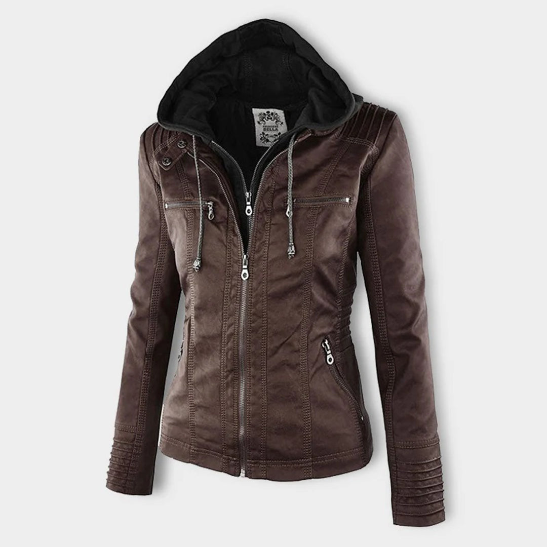 Fashion Glam | Women's Leather Jacket with Hood