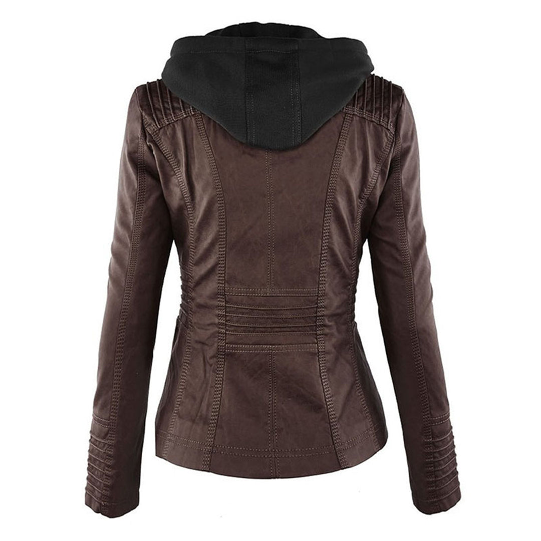 Fashion Glam | Women's Leather Jacket with Hood
