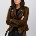 Fashion Glam | Slim Fit Biker Leather Jacket for Women