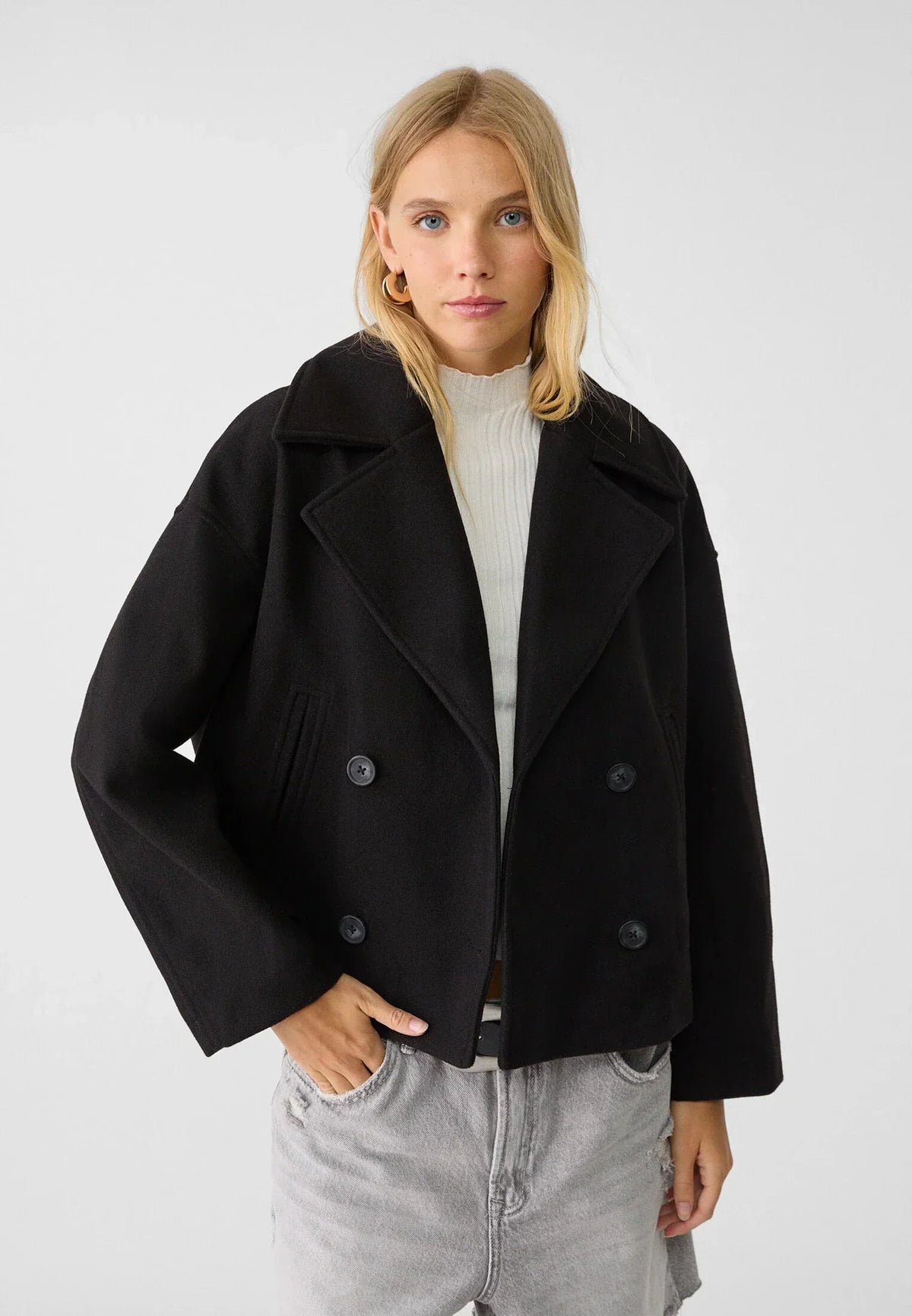 Ladies short double-breasted coat