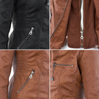 Fashion Glam | Women's Leather Jacket with Hood