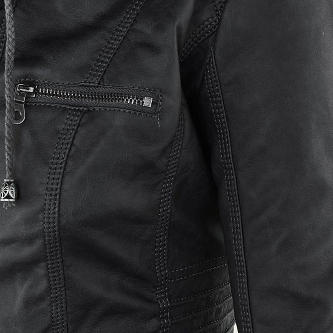 Fashion Glam | Women's Leather Jacket with Hood