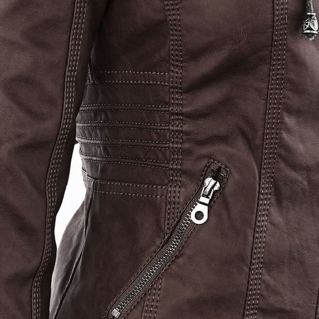 Fashion Glam | Women's Leather Jacket with Hood