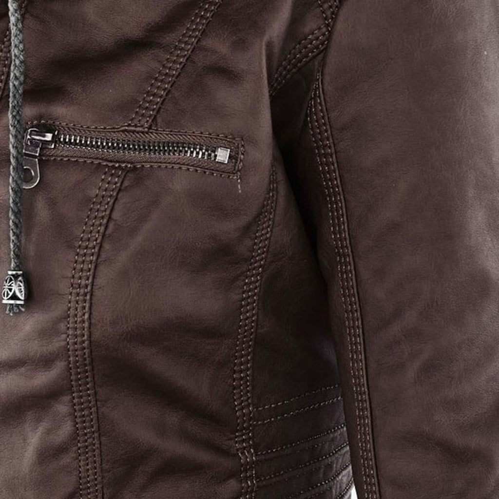 Fashion Glam | Women's Leather Jacket with Hood