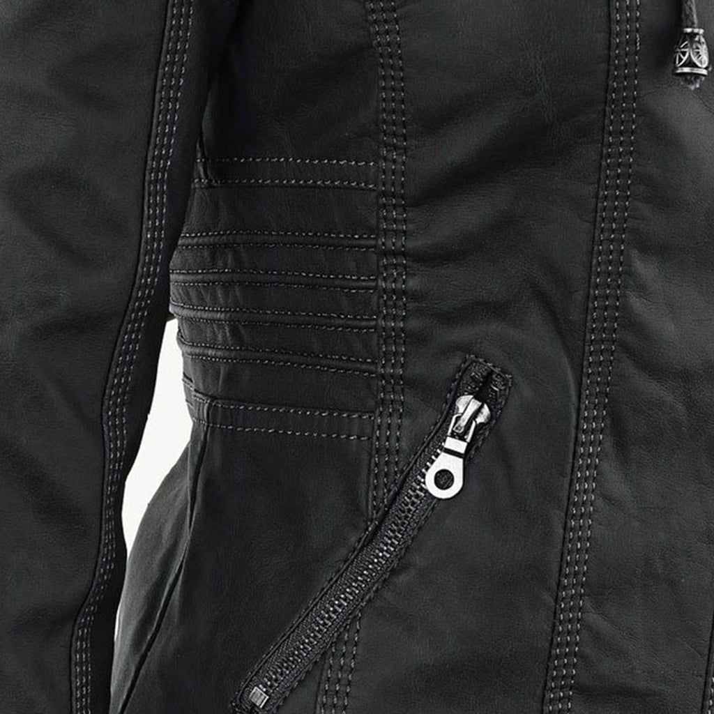 Fashion Glam | Women's Leather Jacket with Hood