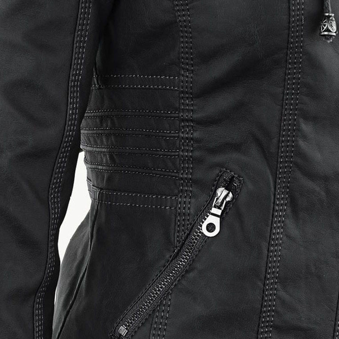 Fashion Glam | Women's Leather Jacket with Hood