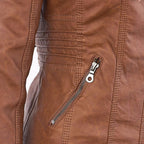 Fashion Glam | Women's Leather Jacket with Hood