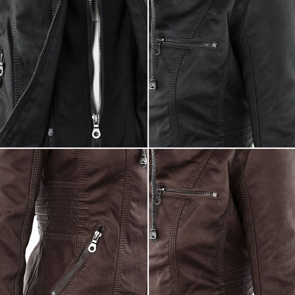 Fashion Glam | Women's Leather Jacket with Hood